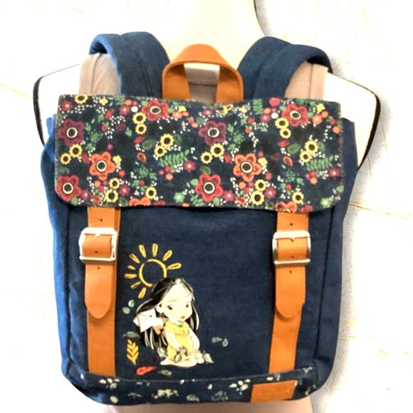 Disney Animators Collection Pocahontas Girl's Backpack Denim Blue Medium - Picture 3 of 8